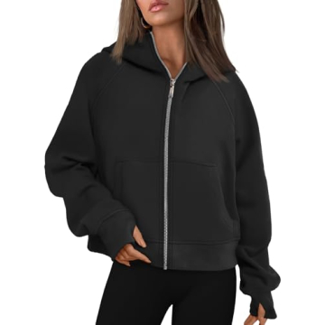 AUTMET Womens Zip Up Hoodies Fleece Jackets Oversized Sweatshirts for Cozy Fall Fashion