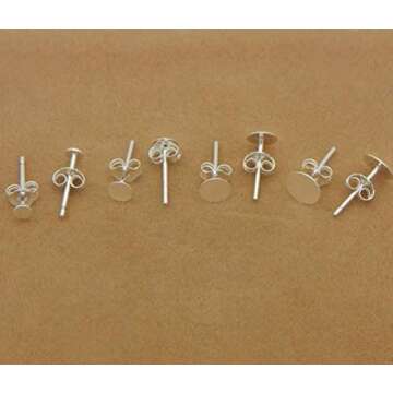 20 Pairs Adabele Authentic Sterling Silver Earring Posts Findings 0.7mm Pin 3mm (0.12 Inch) Small Gl...