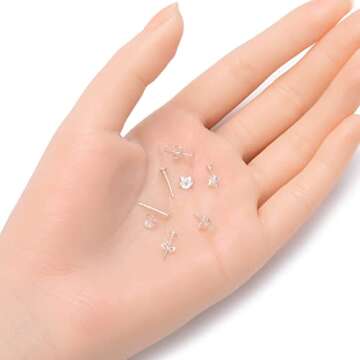 20 Pairs Adabele Authentic Sterling Silver Earring Posts Findings 0.7mm Pin 3mm (0.12 Inch) Small Glue On Flat Pad 40pcs Earnut Backs for Earrings Making SS229-3