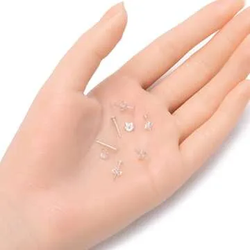 20 Pairs Adabele Authentic Sterling Silver Earring Posts Findings 0.7mm Pin 3mm (0.12 Inch) Small Glue On Flat Pad 40pcs Earnut Backs for Earrings Making SS229-3