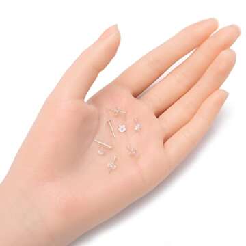 20 Pairs Adabele Authentic Sterling Silver Earring Posts Findings 0.7mm Pin 3mm (0.12 Inch) Small Glue On Flat Pad 40pcs Earnut Backs for Earrings Making SS229-3