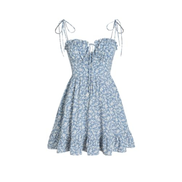 CIDER Santorini Beach Vacation Ditsy Floral Tie Shoulder Mini Dress - Stylish Comfort for Summer