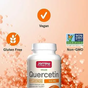 Jarrow Formulas Quercetin 500 mg, Dietary Supplement, Antioxidant Support for Cardiovascular and Immune Health, 200 Veggie Capsules, 200 Day Supply