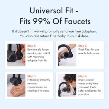 Filterbaby Skincare Filter 2.0, Bathroom Sink Filter Water Faucet for Skin Care, Clinically Tested Starter Kit, Filter w/10 Faucets Adaptors, Sink Water Filter for Skin Protection (Light Pink)