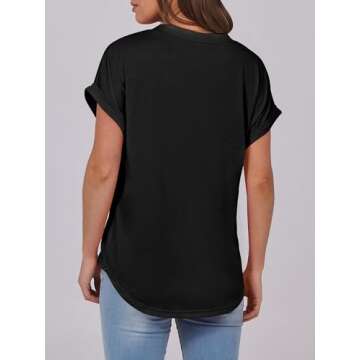 Stylish ANRABESS Women's Short Sleeve Henley Tops