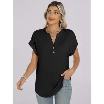 Stylish ANRABESS Women's Short Sleeve Henley Tops