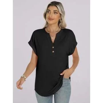Stylish ANRABESS Women's Short Sleeve Henley Tops