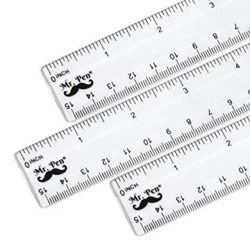 Mr. Pen- Ruler, 6 inch Ruler, Pack of 3, Clear Ruler, Plastic Ruler, Drafting Tools, Rulers for Kids, Measuring Tools, Ruler Set, Ruler inches and Centimeters, Transparent Ruler, Small Ruler