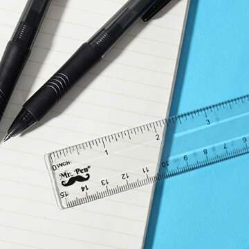 Mr. Pen- Ruler, 6 inch Ruler, Pack of 3, Clear Ruler, Plastic Ruler, Drafting Tools, Rulers for Kids, Measuring Tools, Ruler Set, Ruler inches and Centimeters, Transparent Ruler, Small Ruler