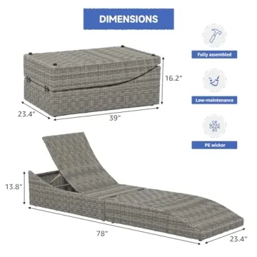 Soleil Jardin Adjustable Folding Outdoor Chaise Lounge