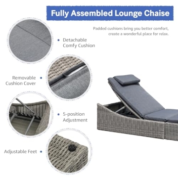 Soleil Jardin Adjustable Folding Outdoor Chaise Lounge