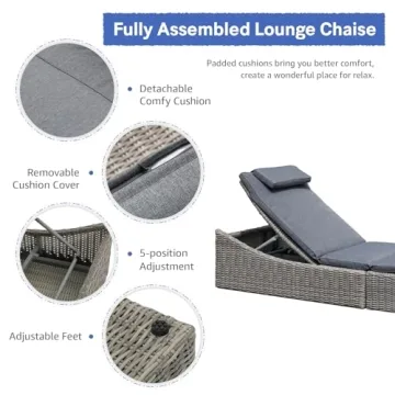 Soleil Jardin Adjustable Folding Outdoor Chaise Lounge