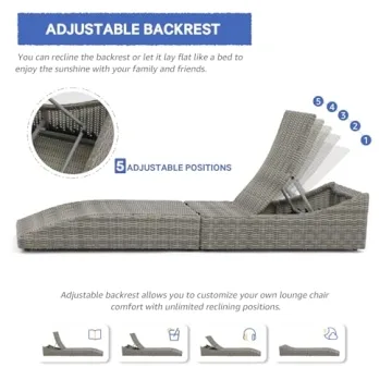 Soleil Jardin Adjustable Folding Outdoor Chaise Lounge