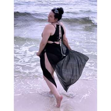 BIUBIU Women's Sexy Boho Floral Halter Summer Maxi Dress Beach Party Split Cover Up Swimsuit Outfit 2024 (Black,S)