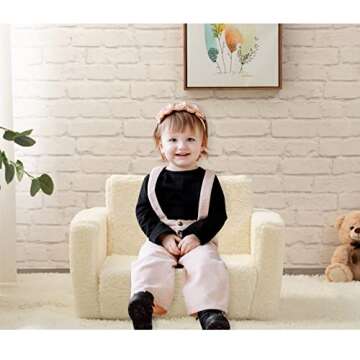 ALIMORDEN 2-in-1 Flip Out Cuddly Sherpa Kids Couch, Convertible Sofa to Lounger, Cream