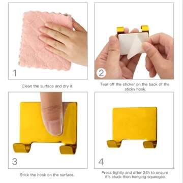 peafowl 10 inch Shower Squeegee Stainless Steel Bath Squeegee for Shower Glass Doors Bathroom Windows Kitchen Mirror and Car Glass with Hooks Holder (10 inch, Gold)