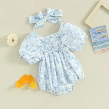 Ursobutegl Baby Girls Floral Ruffle Romper for Summer Fun