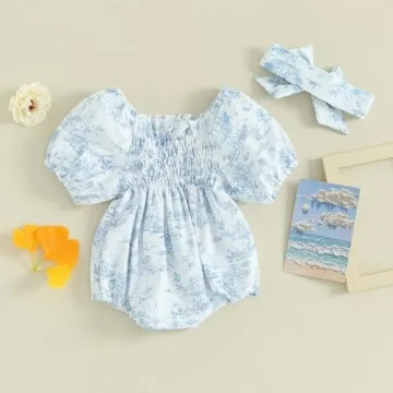 Ursobutegl Baby Girls Floral Ruffle Romper for Summer Fun