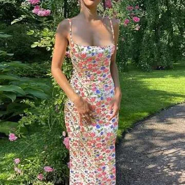 KMBANGI Women Cutout Backless Maxi Dress Sexy Sleeveless Floral Cocktail Dresses Bodycon Spaghetti Strap Long Dress Party(Flower Colorful,L)