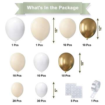 White and Gold Balloons Garland Arch,102 pcs Beige White Gold Balloons with for Boho Wedding Baby Br...