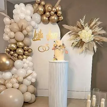 White and Gold Balloons Garland Arch,102 pcs Beige White Gold Balloons with for Boho Wedding Baby Bridal Shower Engagement Anniversary Birthday Decorations