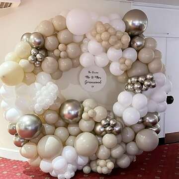 White and Gold Balloons Garland Arch,102 pcs Beige White Gold Balloons with for Boho Wedding Baby Bridal Shower Engagement Anniversary Birthday Decorations