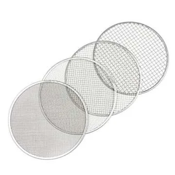 Practicool Garden Potting Mesh Sieve - Sifting Pan - Stainless Steel Riddle - Mix Soil Filter - with 4 Interchangeable Mesh Sizes - 3, 6, 9, 12mm