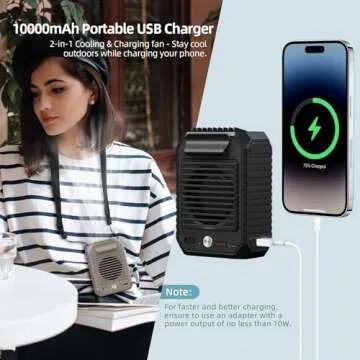 CIVPOWER Portable Waist Clip Fan, 10000mAh Battery Personal Hands-free Belt Fan, 3 Speeds, Body Fan for Outdoor Works, Farm, Hiking, Camping, Gardening, Travel