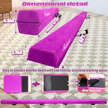PreGymnastic Folding Balance Beam for Kids 3-12-Foldable Gymnastics Floor Beam- 8FT/9.5 -Extra Firm Suede Cover with Sticker and Carry Bag for Home/Club- Gym Equipment for Toddler