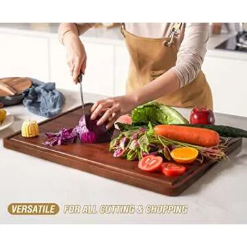 AZRHOM XL Walnut Wood Cutting Board Gift Box with Juice Groove