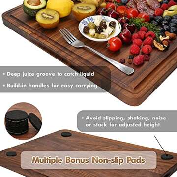 AZRHOM XL Walnut Wood Cutting Board Gift Box with Juice Groove