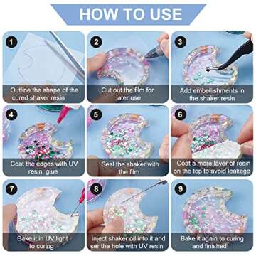 OLYCRAFT 50 Sheets Thin Resin Shaker Film with 3Pcs Silicone Shaker Molds Plastic Sealing Protective Films Quicksand Mold & Films for Resin Quicksand Pendant Jewelry Decoration DIY Crafts