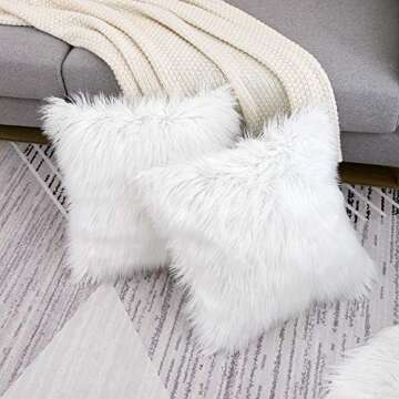 WLNUI Set of 2 Luxury Faux Fur Pillow Covers 18x18