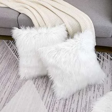 WLNUI Set of 2 Luxury Faux Fur Pillow Covers 18x18