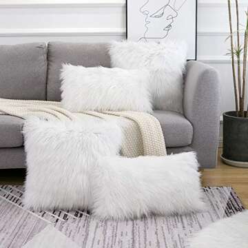 WLNUI Set of 2 Luxury Faux Fur Pillow Covers 18x18