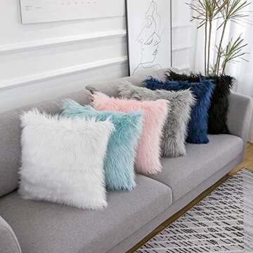 WLNUI Set of 2 Luxury Faux Fur Pillow Covers 18x18