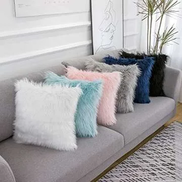 WLNUI Set of 2 Luxury Faux Fur Pillow Covers 18x18
