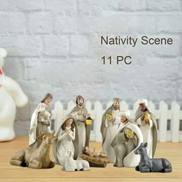 QF Home Nativity Set Collectable Nacimientos De Navidad Holiday Ornament Great Choice for Tabletop Religion Décor