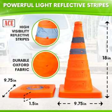 Versatile 4-Pack Collapsible Traffic Cones for Safety and Training