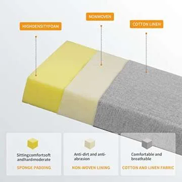 RULAER Custom Size Bench Cushion,Custom Bench Cushion for Indoor/Outdoor Furniture,Durable Outdoor Waterproof Seat Cushions,Comfortable and Highly Resilient Patio Furniture Cushion