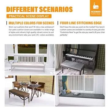 RULAER Custom Size Bench Cushion,Custom Bench Cushion for Indoor/Outdoor Furniture,Durable Outdoor Waterproof Seat Cushions,Comfortable and Highly Resilient Patio Furniture Cushion