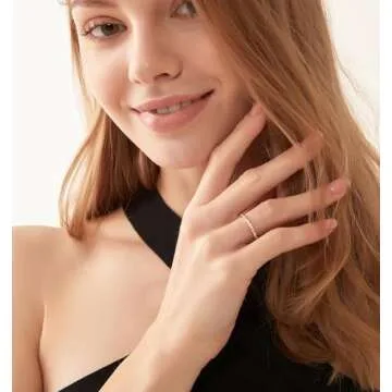 TIGRADE 2mm Women Titanium Eternity Ring Cubic Zirconia Anniversary Wedding Engagement Band Size 3-13, Gold, Size 3