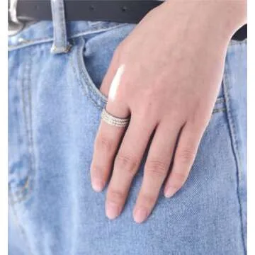 TIGRADE 2mm Women Titanium Eternity Ring Cubic Zirconia Anniversary Wedding Engagement Band Size 3-13, Gold, Size 3