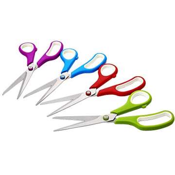 CCR Scissors 8 Inch Soft Comfort-Grip Handles Sharp Blades, 12-Pack