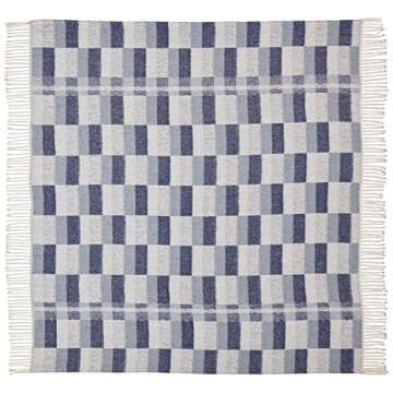 Amazon Brand – Stone & Beam Modern Farmhouse Color Block Throw Blanket, Soft and Durable, 19", Blue Multi