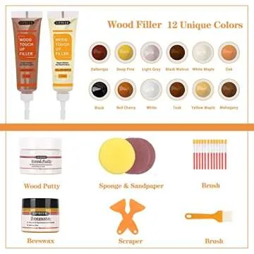 Lifreer Wood Furniture Repair Kit, High-Performance Wood Filler, Wood Putty with Beeswax - Hardwood Floor Scratch Repair Kit for Scratch, Cracks, Hole, Laminate, Table, Door