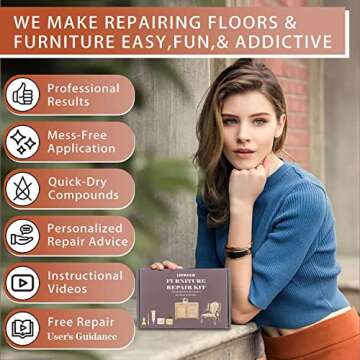 Lifreer Wood Furniture Repair Kit, High-Performance Wood Filler, Wood Putty with Beeswax - Hardwood Floor Scratch Repair Kit for Scratch, Cracks, Hole, Laminate, Table, Door