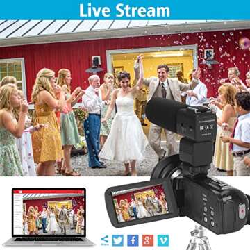 Camcordy Video Camera Camcorder,4K 56MP 60FPS,IR Night Version Flip Screen 16X Zoom WiFi,Vlog YouTube Recorder Camera with Mic Flash Lens Hood Stabilizer 2 Batteries 32BG 2.4G Remote Control Charger