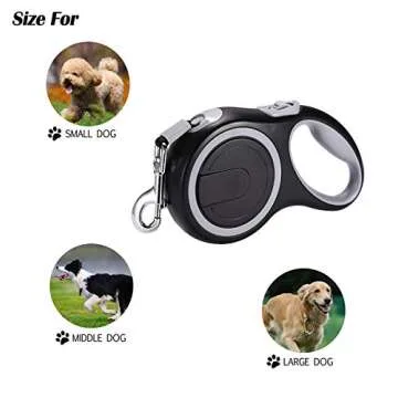 EC.TEAK Retractable Dog Leash, 26 Foot Dog Walking Leash for Medium Large Dogs up to 110lbs, One Button Break & Lock, Heavy Duty No Tangle, Large