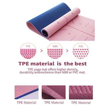 YAWHO Yoga Mat Fitness Mat Eco Friendly Material SGS Certified Ingredients TPE Specifications 72'' x 26'' Thickness 1/4-Inch Non-Slip Extra Large Yoga Mat with Carry Bag (Light Pink)